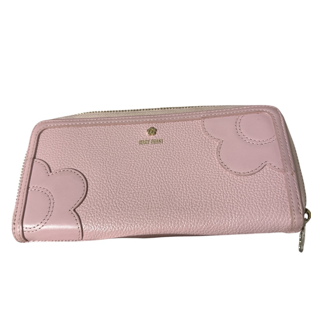 Mary quant Pink Leather zip around wallet  with gold hardware nice 👍 like new